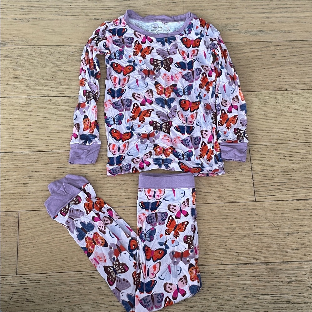 Little Sleepies Purple Butterfly Kids Pajama Set Sz 3T!